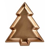 Platou Craciun lemn bronz Bradut 26.5x29.5 cm