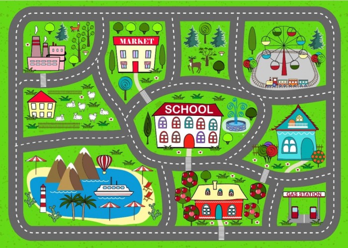 Sticker podea - Oras cu strazi