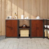 vidaXL Set de depozitare pentru bucătărie cu raft cu ușă 3 pcs Ruginit 3392700