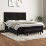 VidaXL Pat box spring cu saltea, negru, 180x200 cm, catifea