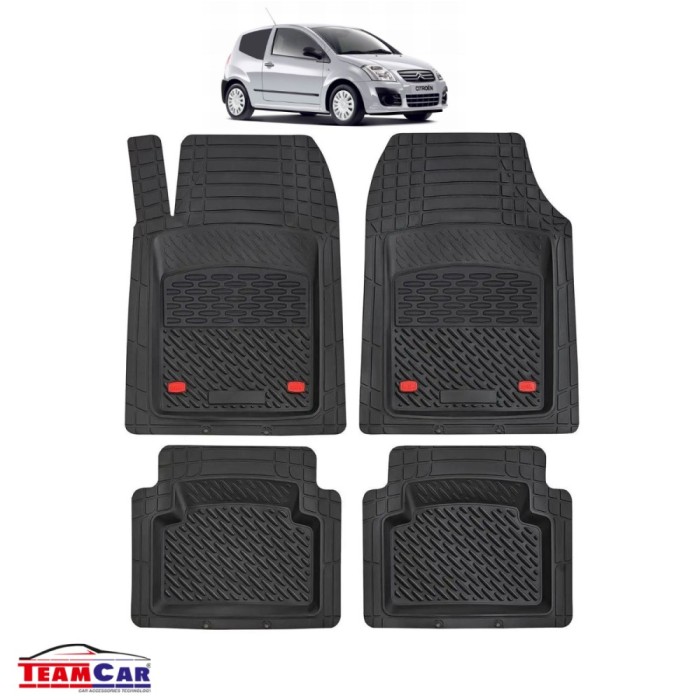 Covorase Auto TeamCar&reg; Tip Tavita Compatibile Citroen C2 (2003-2009) Negru-Material Rezistent