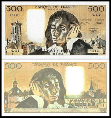 FRANTA █ bancnota █ 500 Francs █ 1993 █ P-156j █ UNC █ necirculata foto