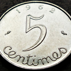 Moneda 5 CENTIMES - FRANTA, anul 1962 * cod 5378 = A.UNC