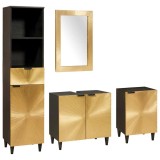 vidaXL Seturi de mobilier pentru baie cu sertar 4 pcs Negru și Aur