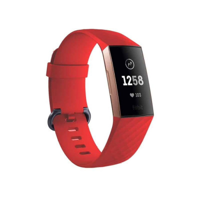 Curea Bratara Edman pentru Fitbit Charge 3 / 4, marimea S, Rosu foto