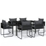 Cumpara ieftin Set de servit masa pentru gradina, 7 piese, negru