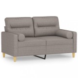 Canapea cu 2 locuri cu pernute, gri taupe, 120 cm, textil