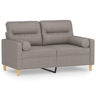 Canapea cu 2 locuri cu pernute, gri taupe, 120 cm, textil foto
