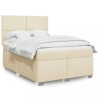 VidaXL Pat continental cu saltea, crem, 140x200 cm, material textil 3290509