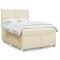 vidaXL Pat continental cu saltea, crem, 140x200 cm, material textil 3290509