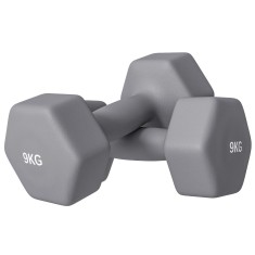 SPORTNOW Set 2 Greutăți Hexagonale, Gantere cu Prindere Antiderapantă pentru Antrenament de Fitness Acasă, 27x10x10 cm, Gri | Aosom Romania
