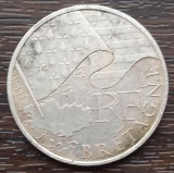 (A677) MONEDA DIN ARGINT FRANTA - 10 EURO 20101, REGIUNI - BRETAGNE, 10 GR