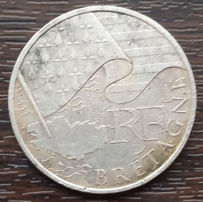 (A677) MONEDA DIN ARGINT FRANTA - 10 EURO 20101, REGIUNI - BRETAGNE, 10 GR foto