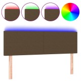 Cumpara ieftin Tablie de pat cu LED, maro inchis, 144x5x78/88 cm, textil