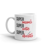 Cana alba personalizata Super mama, Super sotie, Super obosita, INOVATIX&reg;. 330ml, Oem