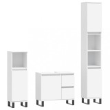 Cumpara ieftin Set mobilier de baie, 3 piese, alb, lemn compozit