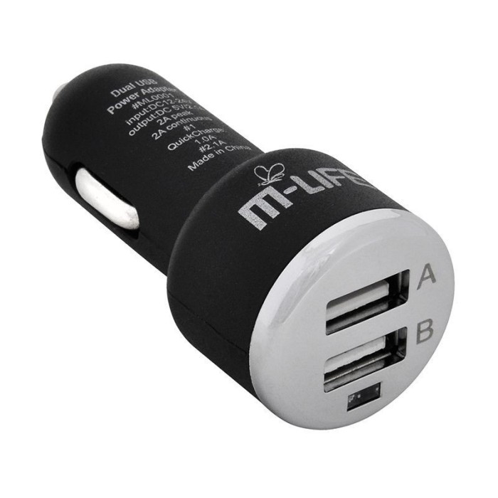 ALIMENTATOR AUTO USB DUAL 2A M-LIFE ML0001