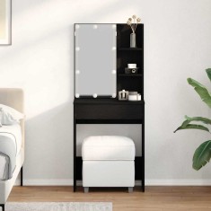 masa de toaletă LED vidaXL &icirc;n stejar negru, 60x40x140 cm, Fabricată din lemn prelucrat