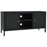 Cumpara ieftin Dulap TV, negru, 105x35x52 cm, otel si sticla