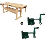 Cumpara ieftin Banc de lucru pentru tamplarie ROX Wood X0112, 1900 x 550 x 850 mm + 2 x Menghina tamplarie extensibila Troy 25049