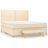 Cumpara ieftin Pat continental cu saltea, crem, 180x200 cm, textil