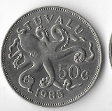 Moneda 50 cents 1985 - Tuvalu, America Centrala si de Sud