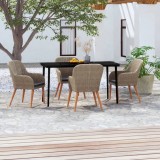 VidaXL Set de servit masa pentru grădină, 5 piese, cu perne, maro