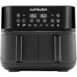 Friteuza cu aer cald Nutribulet Twin Drawer Air Fryer NBA081B, 2850 W, 4 l, 2 cosuri, 8 programe, Negru, Nutribullet