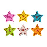 Sticker gumat stea cu sclipici, multicolor, 6 bucati set