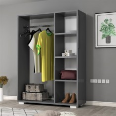 Kleiderschrank Nesbyen mit 4 Ablagen Anthrazit [en.casa] HausGarden Leisure foto