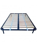 Somiera metalica fixa pentru pat dublu 160x200, 6 picioare, lamele lemn fag, benzi textile, negru