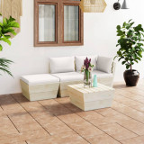 Set mobilier gradina din paleti, cu perne, 4 piese, lemn molid GartenMobel Dekor, vidaXL