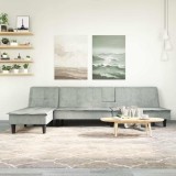 vidaXL Canapea extensibilă &icirc;n formă de L gri 255x140x70 cm catifea