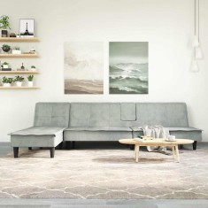 Canapea extensibilă &icirc;n formă de L gri 255x140x70 cm catifea
