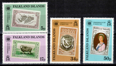 Falkland 1983, Mi #374-377**, harta, fauna, timbru pe timbru, MNH! Cota 3,80 &amp;euro;! foto