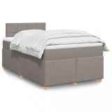 Cumpara ieftin Pat box spring cu saltea, gri taupe, 120x200 cm, textil