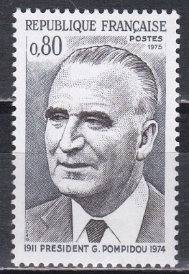 Franta 1975 - Comemorarea președintelui Georges Pompidou, MNH foto