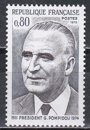 Franta 1975 - Comemorarea președintelui Georges Pompidou, MNH