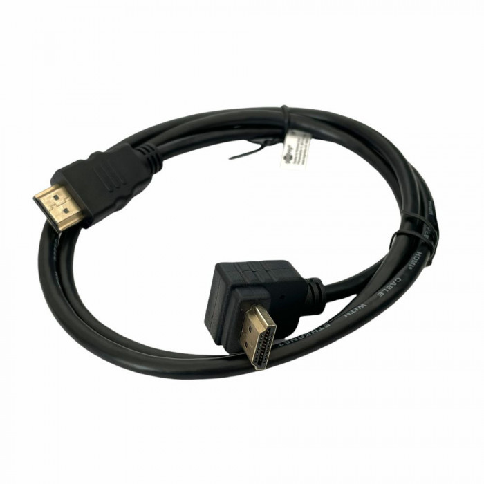 Cablu HDMI tata, HDMI tata, mufa cotita, 1m, negru, Goobay, 31915, T199879