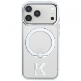 Husa MagSafe pentru Apple iPhone 18 Pro Max / 17 Pro Max, Karl Lagerfeld, IML Ring Stand Kameo Metal, Transparenta