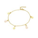 Bratara de picior placata cu aur Daisies and Pearls
