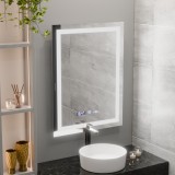 Oglinda LED Rectangulara, 60x80cm, Verite MotionGlow Marcello, Sistem Dezaburire, Ceas &amp; Termometru, Dimabila ModernLight Concept