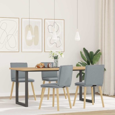 vidaXL Scaune de bucătărie pivotante, 4 buc., gri deschis, textil foto