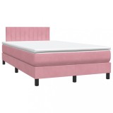 Cumpara ieftin Pat box spring cu saltea, roz, 120x220 cm, catifea
