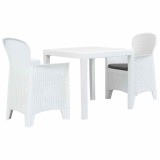 Cumpara ieftin Set mobilier bistro, 3 piese, alb, plastic, aspect ratan