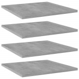 Gossi placi biblioteca, gri beton, 4 buc, 40 x 40 x 1,5 cm, pal