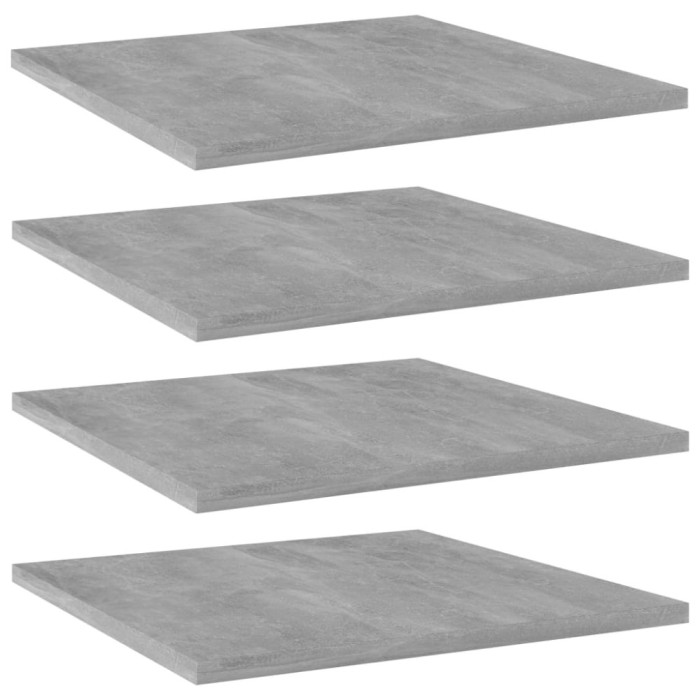 Gossi placi biblioteca, gri beton, 4 buc, 40 x 40 x 1,5 cm, pal