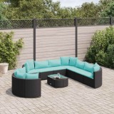 Cumpara ieftin Set canapele de grădină cu perne, 10 piese, negru, poliratan