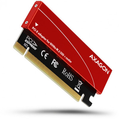 Adaptor Intern AXAGON PCEM2-S PCI-E 3.0 16x M.2 SSD NVMe Suport SSD pana la 80mm low profile Radiator Inclus foto