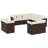 Cumpara ieftin Set canapele de gradina cu perne, 11 piese, maro, poliratan